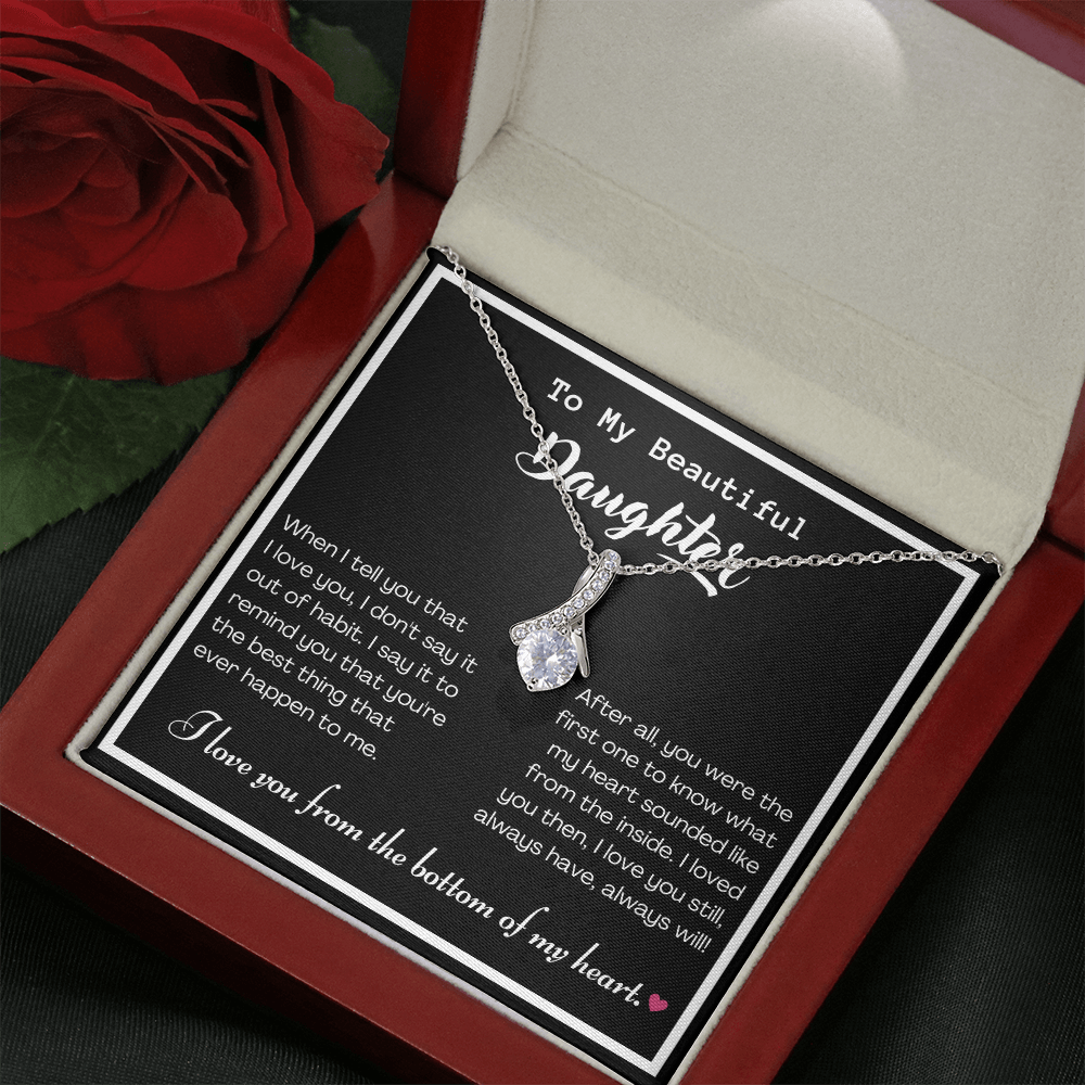 To my Beautiful Daughter, Alluring Beauty Yellow and White Gold Necklace with Message card