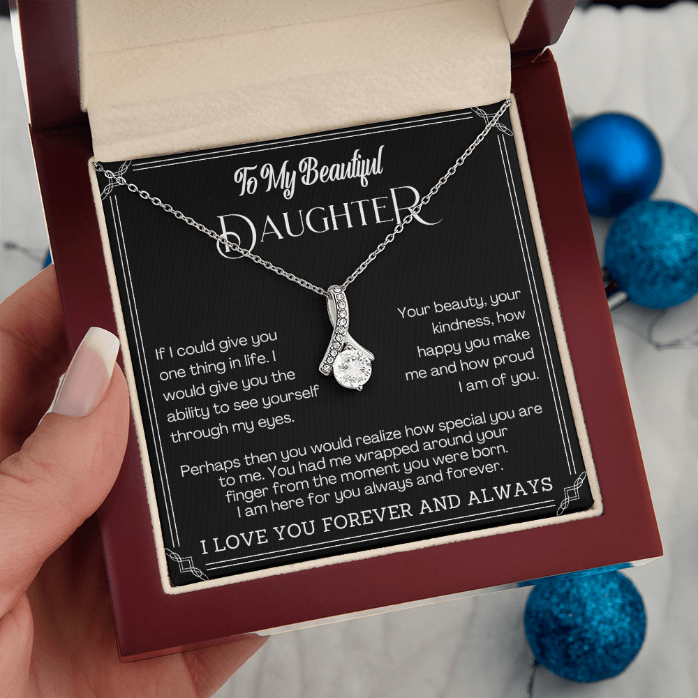 Alluring Beauty Yellow and White Gold Necklace for Daughter with Message card
