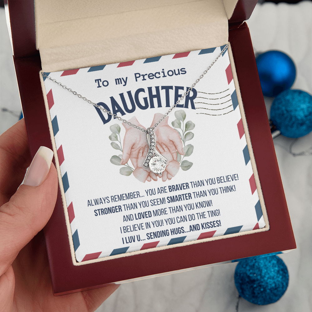 To my Precious Daughter, Alluring Beauty Yellow and White Gold Necklace with Message card