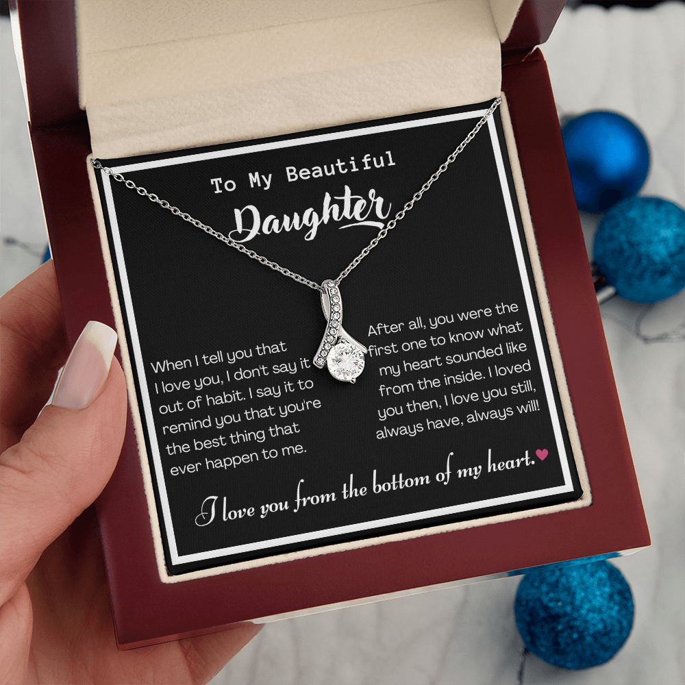 To my Beautiful Daughter, Alluring Beauty Yellow and White Gold Necklace with Message card