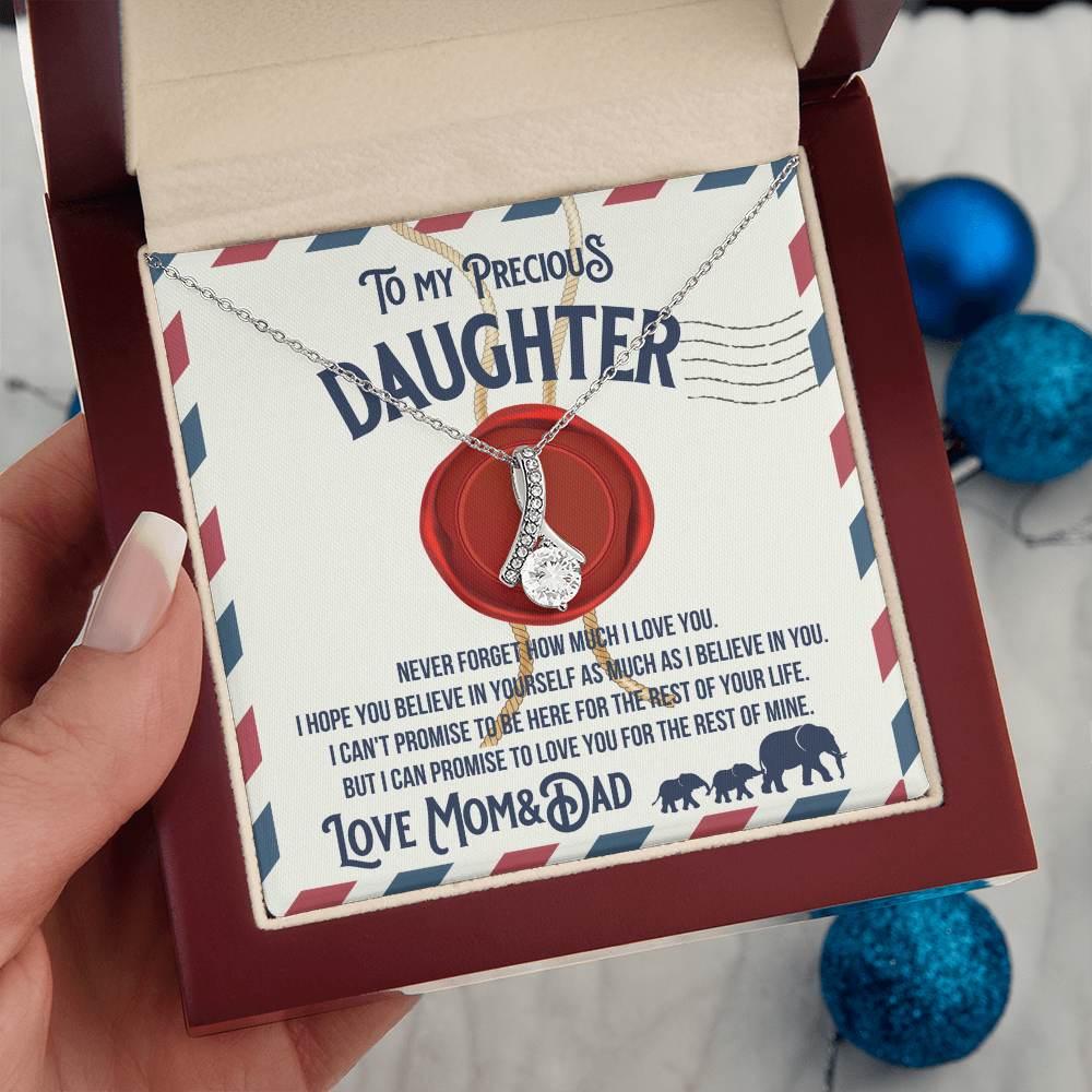 To my precious Daughter, Alluring Beauty Yellow and White Gold Necklace with Message card