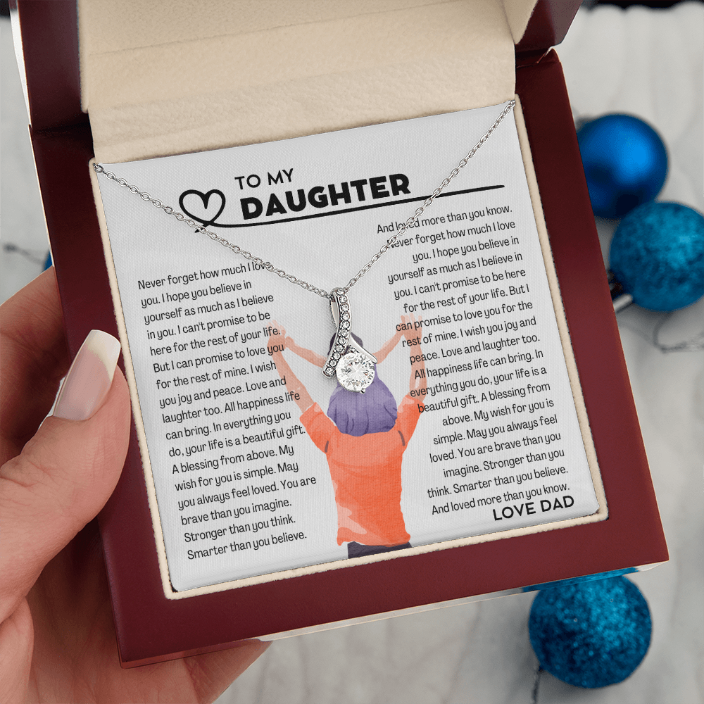 To my Daughter from Dad, Alluring Beauty Yellow and White Gold Necklace with Message card