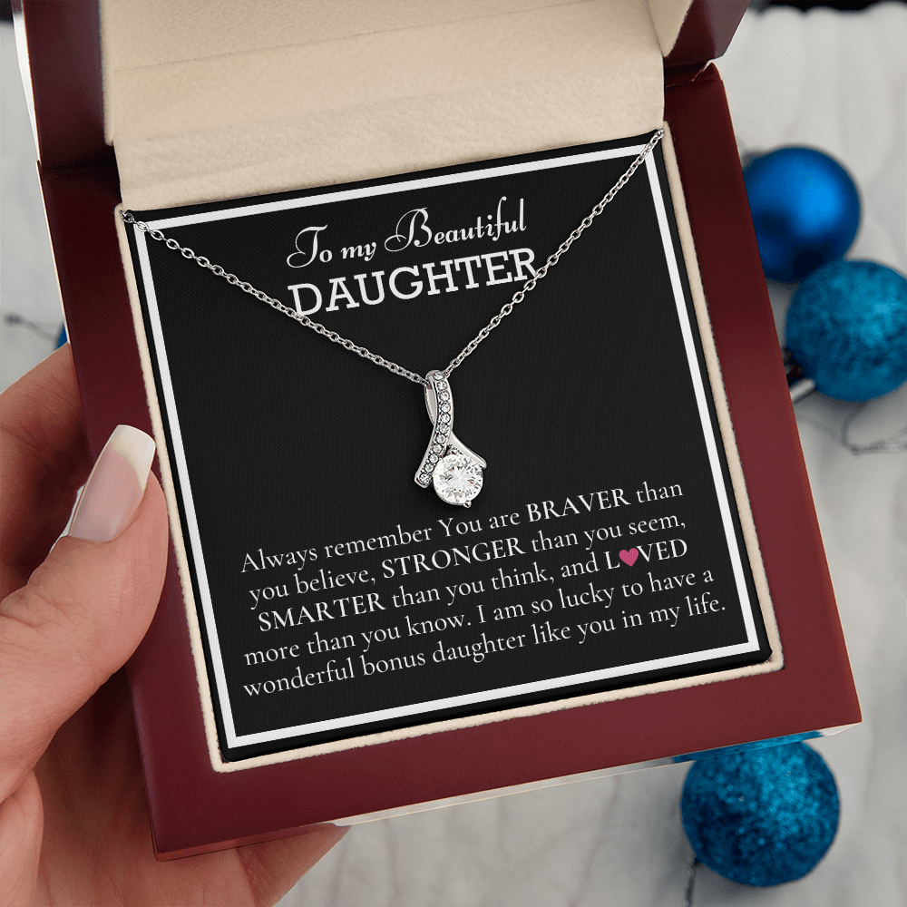 To my Beautiful Daughter, Alluring Beauty Yellow and White Gold Necklace with a Message card