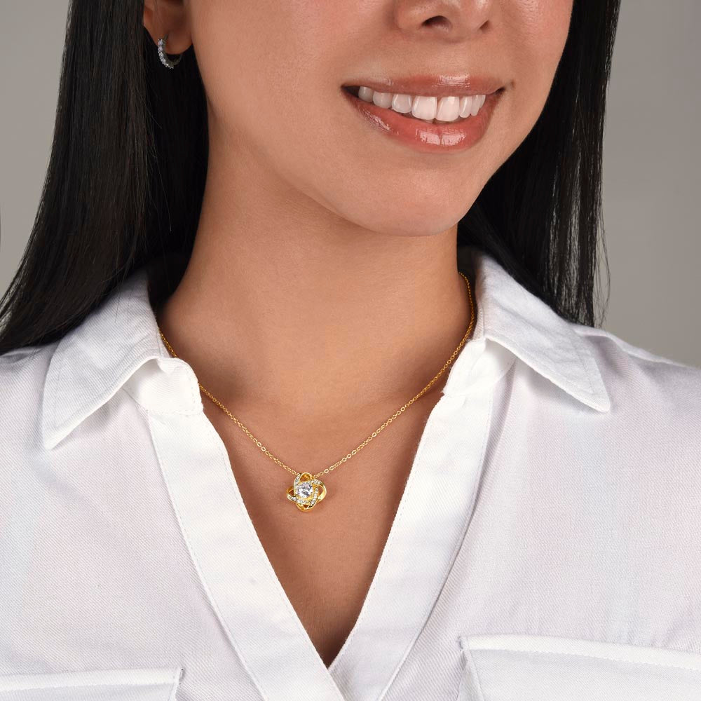 To My Beautiful Soulmate Love Knot Necklace, Anniversary Gift for Girlfriend with Message Card