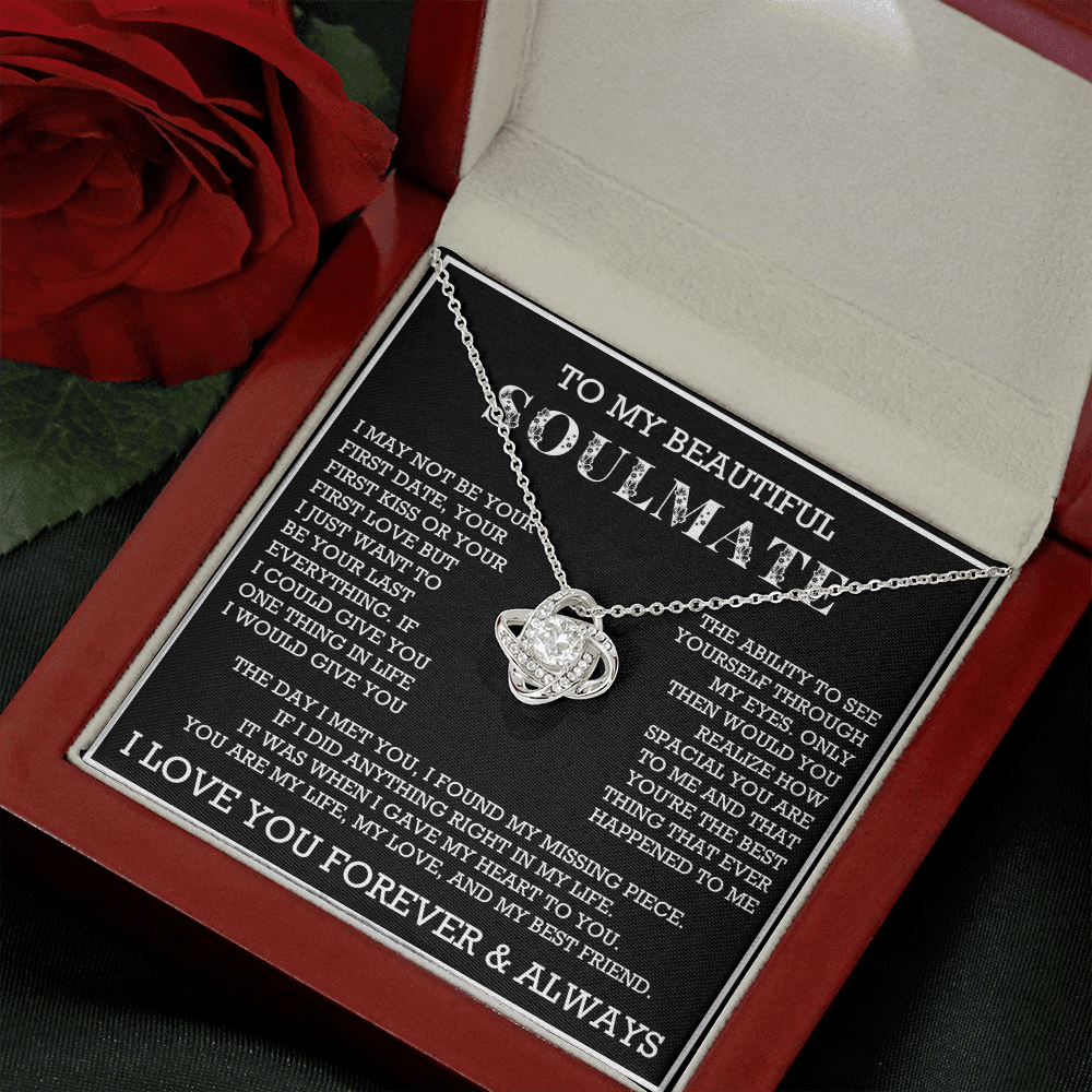 To My Beautiful Soulmate Love Knot Necklace, Gift for Wife, Girlfriend, Anniversary Necklace
