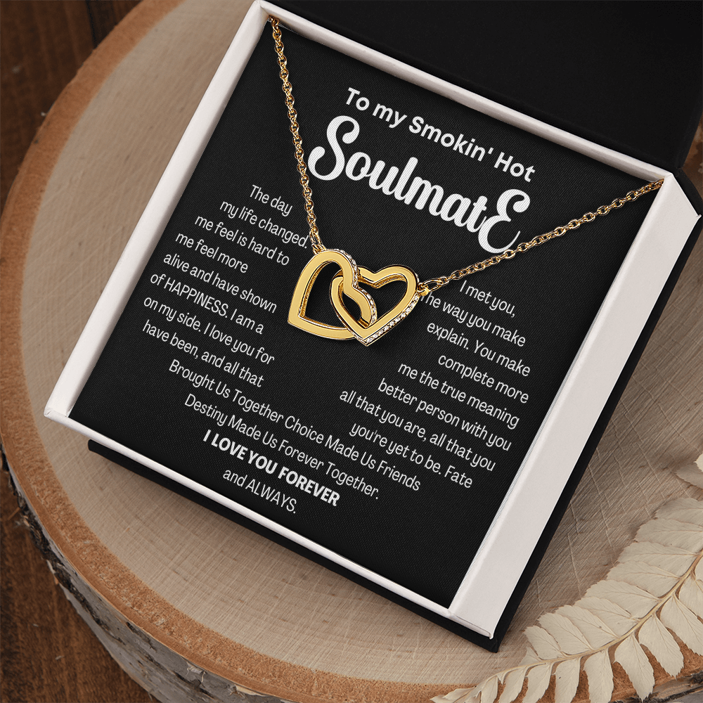 To my Smokin' Hot Interlocking Hearts Necklace, Anniversary Gift for Wife, Girlfriend Necklace