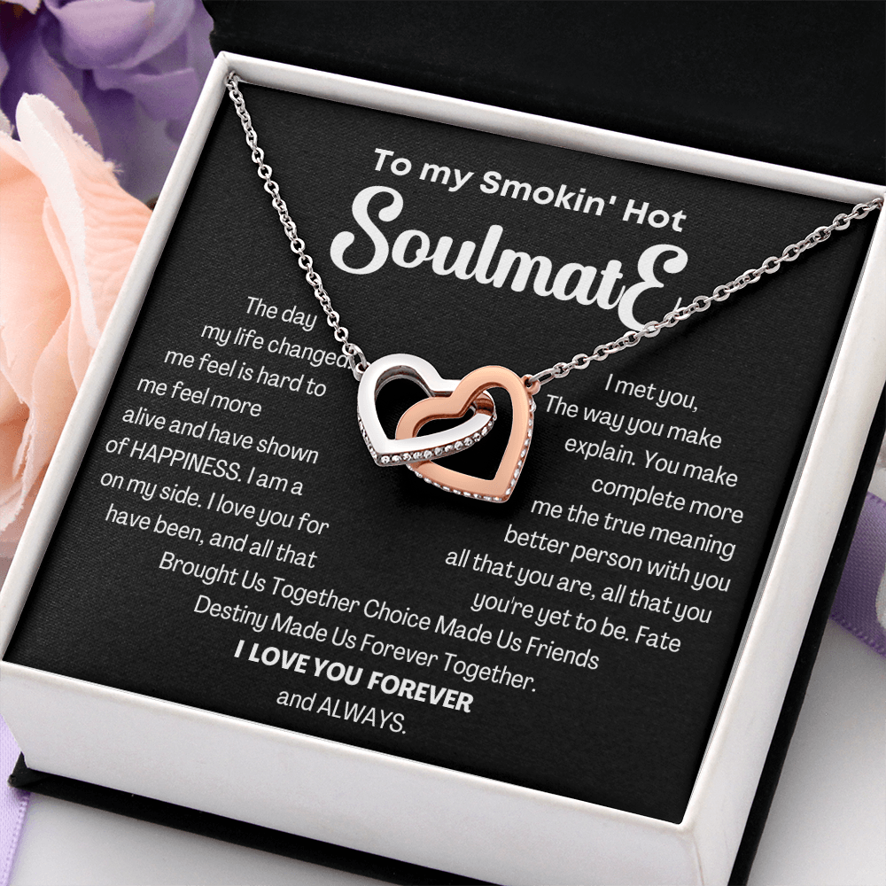 To my Smokin' Hot Interlocking Hearts Necklace, Anniversary Gift for Wife, Girlfriend Necklace