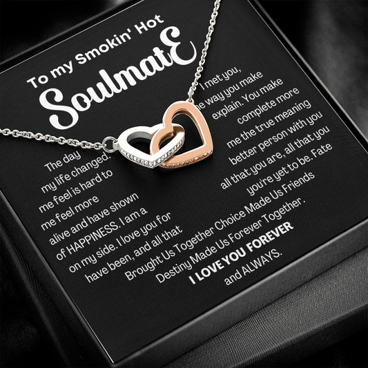 To my Smokin' Hot Interlocking Hearts Necklace, Anniversary Gift for Wife, Girlfriend Necklace