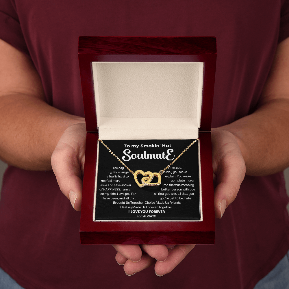 To my Smokin' Hot Interlocking Hearts Necklace, Anniversary Gift for Wife, Girlfriend Necklace