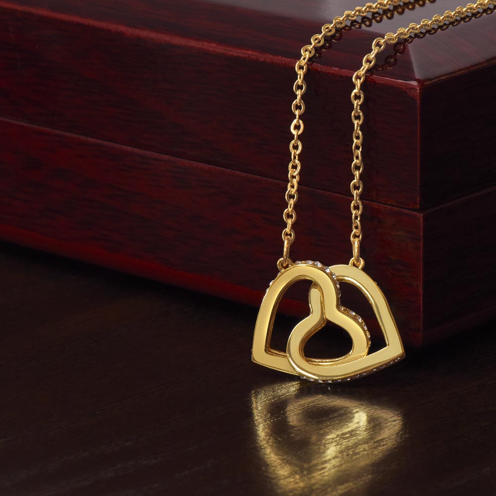 To My Beautiful Soulmate Interlocking Hearts Necklace, Anniversary Gift for Girlfriend with Message Card