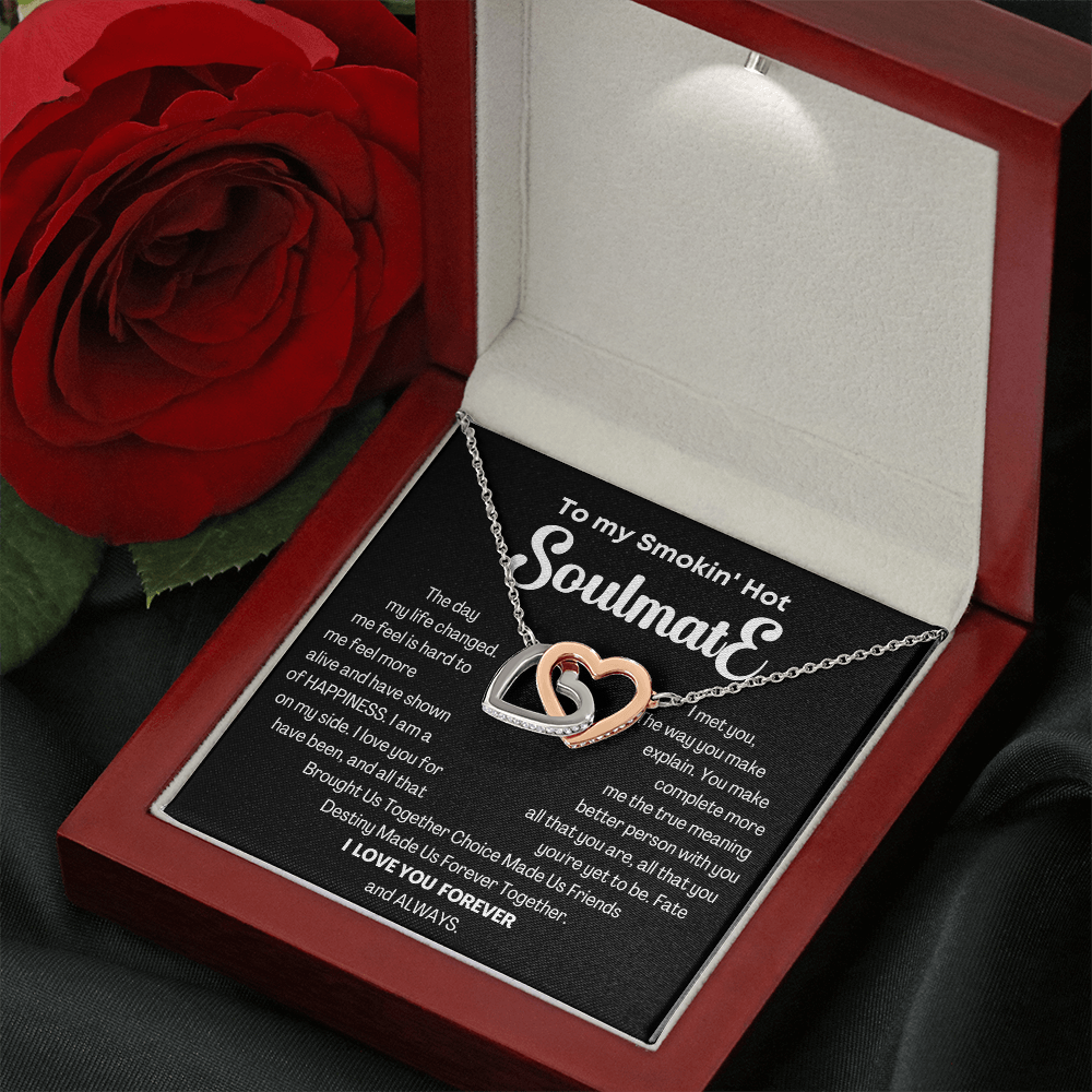 To my Smokin' Hot Interlocking Hearts Necklace, Anniversary Gift for Wife, Girlfriend Necklace