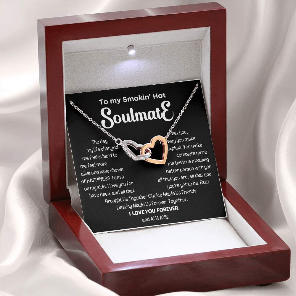 To my Smokin' Hot Interlocking Hearts Necklace, Anniversary Gift for Wife, Girlfriend Necklace