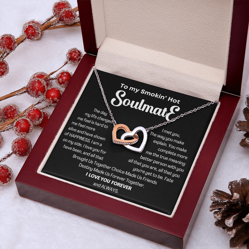 To my Smokin' Hot Interlocking Hearts Necklace, Anniversary Gift for Wife, Girlfriend Necklace
