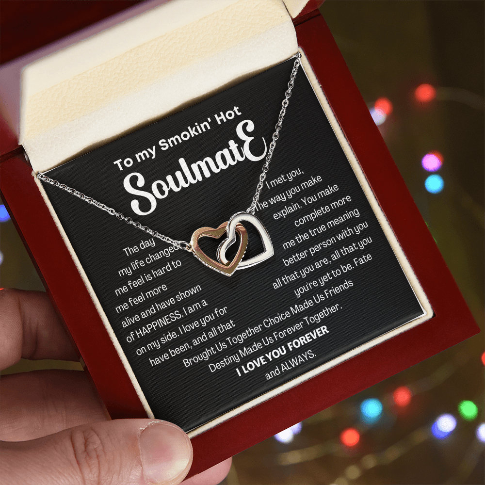 To my Smokin' Hot Interlocking Hearts Necklace, Anniversary Gift for Wife, Girlfriend Necklace