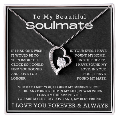 To My Beautiful Soulmate Forever Love Hearts Necklace, Anniversary Gift for Girlfriend with Message Card
