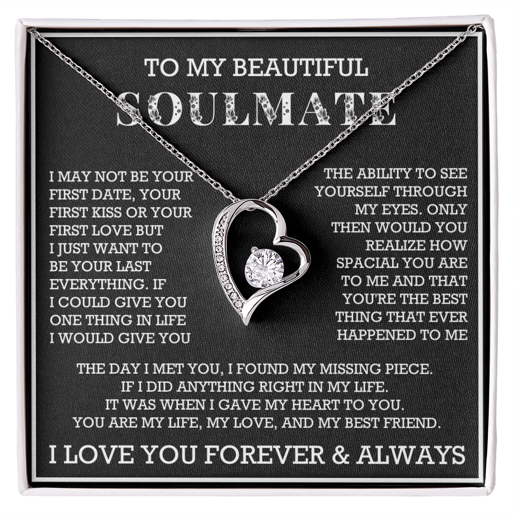 Forever Love To My Soulmate Heart Necklace, Anniversary Soulmate Jewelry, Gift for Girlfriend