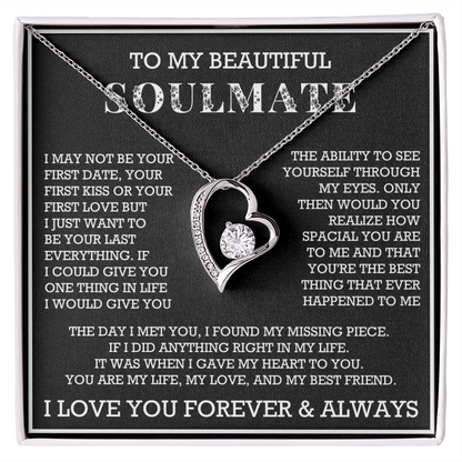 Forever Love To My Soulmate Heart Necklace, Anniversary Soulmate Jewelry, Gift for Girlfriend