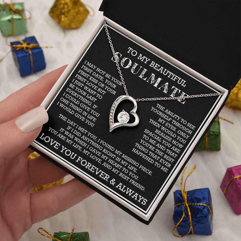 Forever Love To My Soulmate Heart Necklace, Anniversary Soulmate Jewelry, Gift for Girlfriend