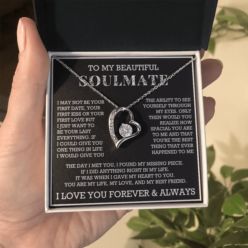 Forever Love To My Soulmate Heart Necklace, Anniversary Soulmate Jewelry, Gift for Girlfriend