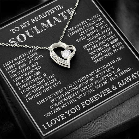 Forever Love To My Soulmate Heart Necklace, Anniversary Soulmate Jewelry, Gift for Girlfriend
