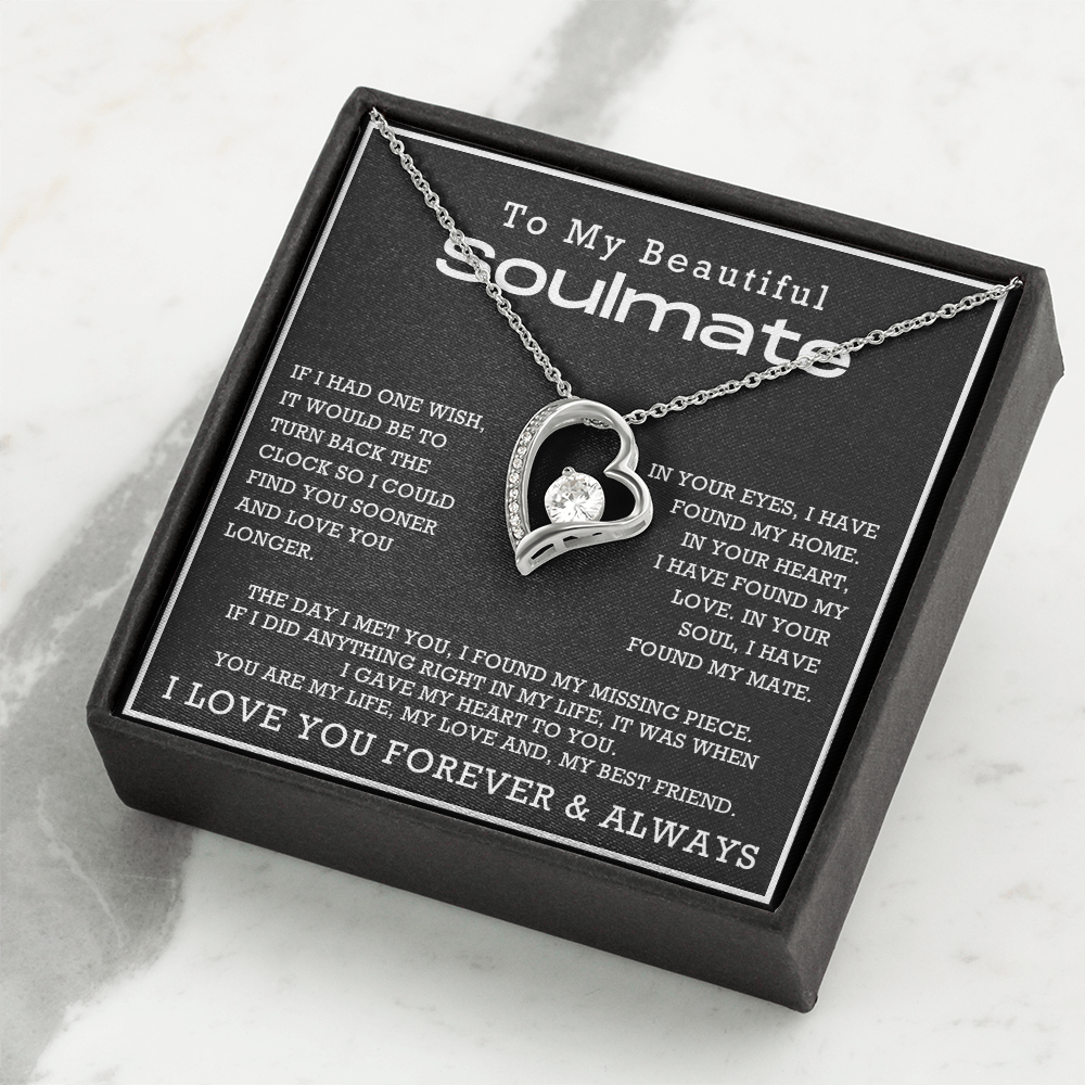 To My Beautiful Soulmate Forever Love Hearts Necklace, Anniversary Gift for Girlfriend with Message Card