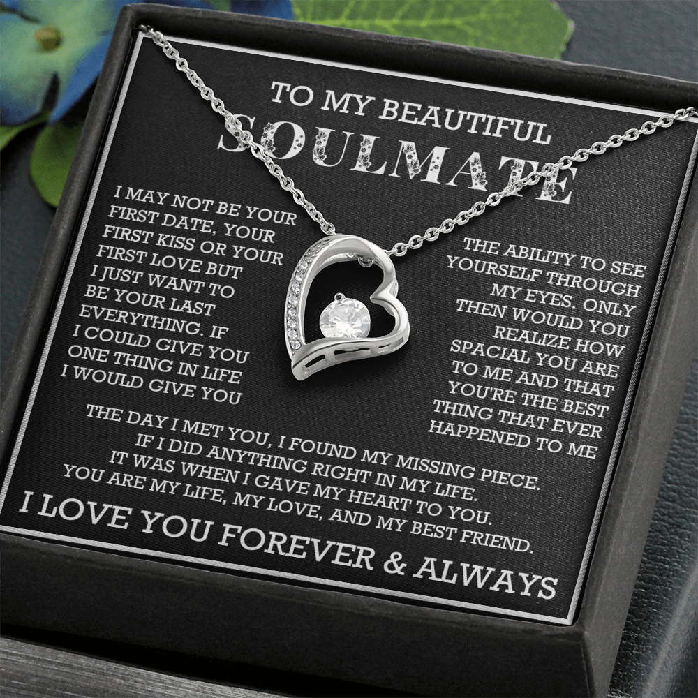 Forever Love To My Soulmate Heart Necklace, Anniversary Soulmate Jewelry, Gift for Girlfriend