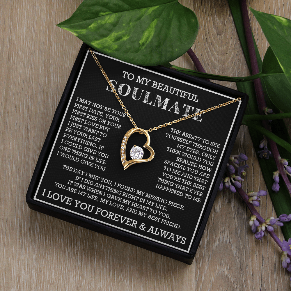 Forever Love To My Soulmate Heart Necklace, Anniversary Soulmate Jewelry, Gift for Girlfriend