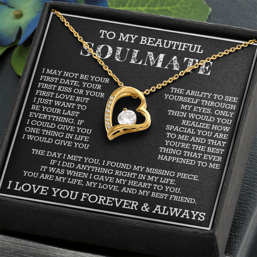 Forever Love To My Soulmate Heart Necklace, Anniversary Soulmate Jewelry, Gift for Girlfriend
